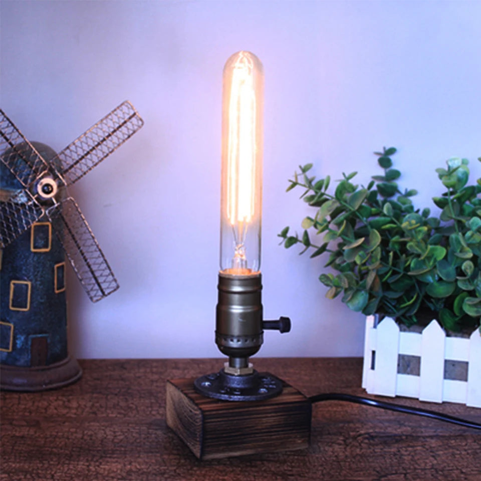 RetroGlow: Vintage Industrial LED Desk Lamp with Dimmer Switch
