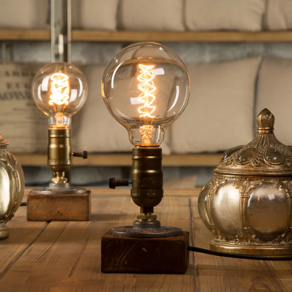 RetroGlow: Vintage Industrial LED Desk Lamp with Dimmer Switch