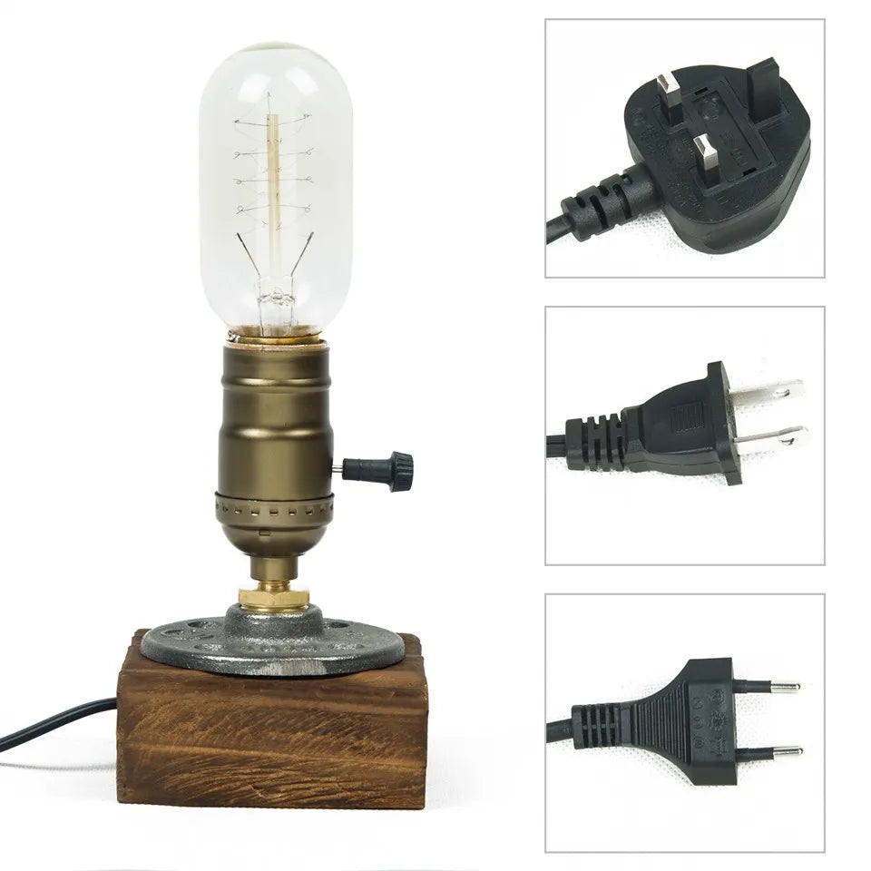 RetroGlow: Vintage Industrial LED Desk Lamp with Dimmer Switch