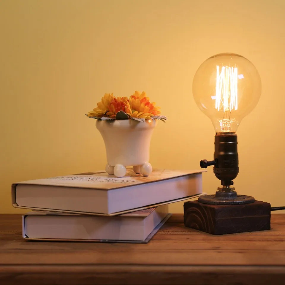 RetroGlow: Vintage Industrial LED Desk Lamp with Dimmer Switch