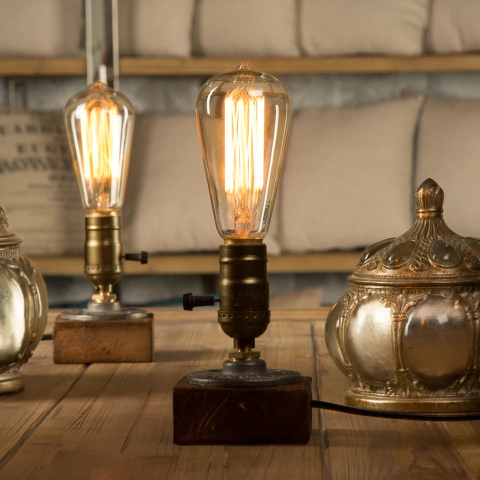 RetroGlow: Vintage Industrial LED Desk Lamp with Dimmer Switch