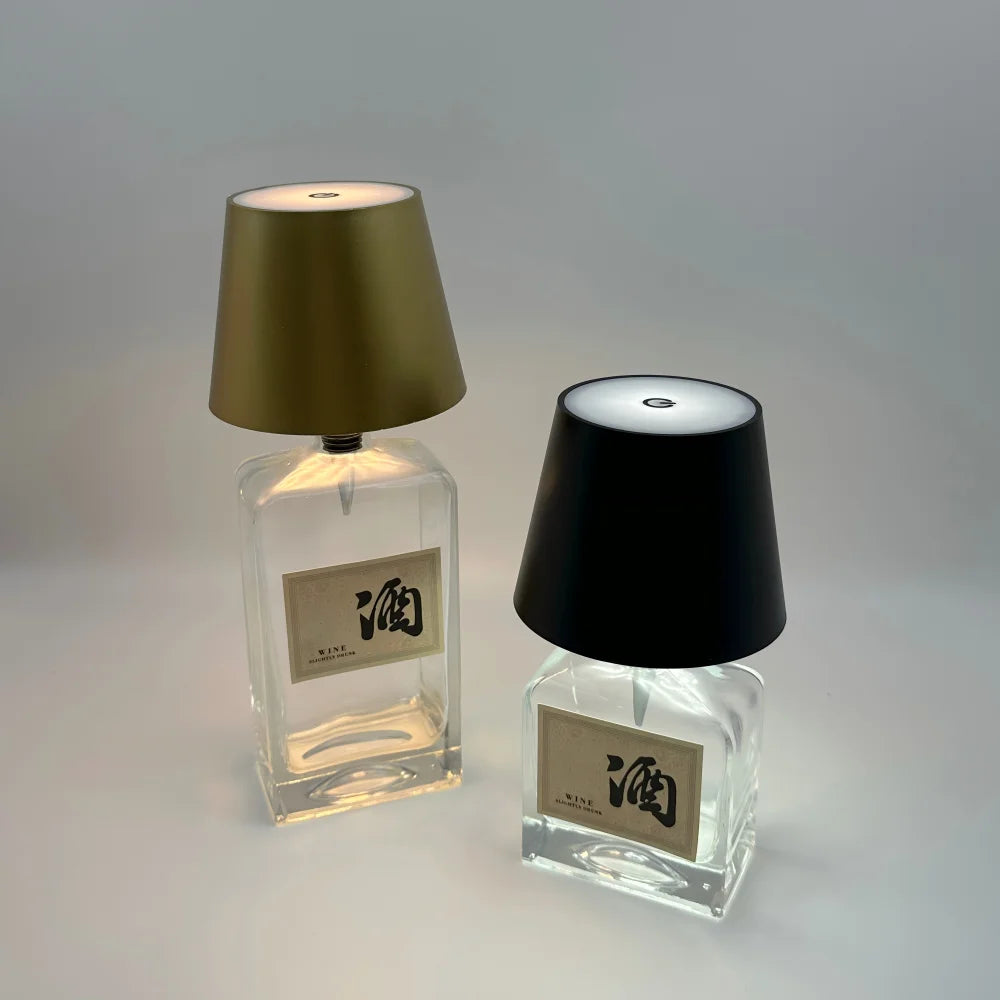 VinoGlow Touch Lamp: Wireless Wine Bottle LED Table Light (USB Rechargeable)