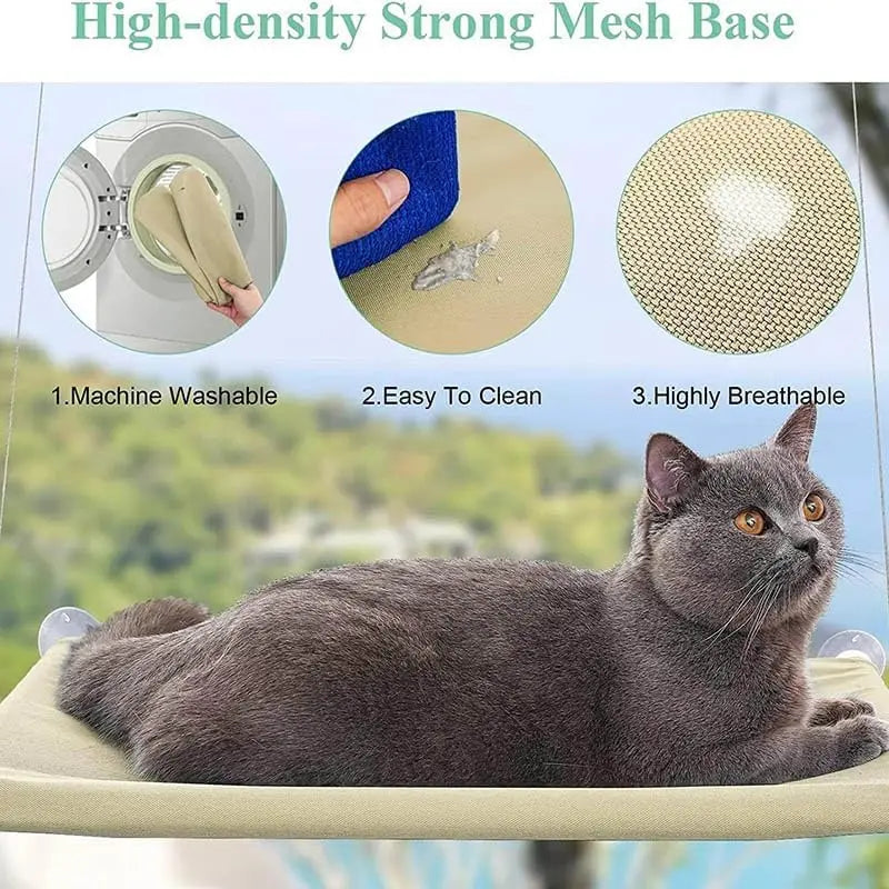 SunnyPaws: Window-Mounted Cat Hammock Bed with Heavy-Duty Suction Cups