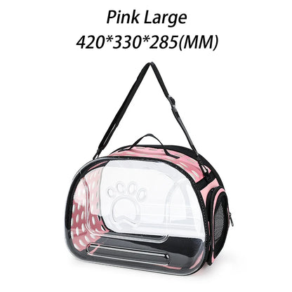 ClearPaws Carrier: Foldable Transparent Pet Shoulder Bag for Travel