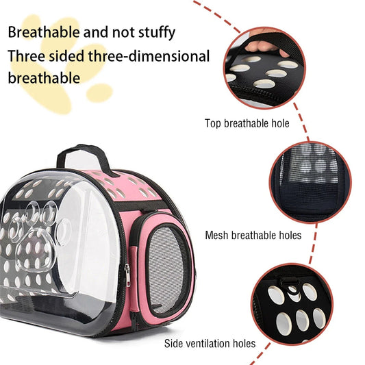 ClearPaws Carrier: Foldable Transparent Pet Shoulder Bag for Travel