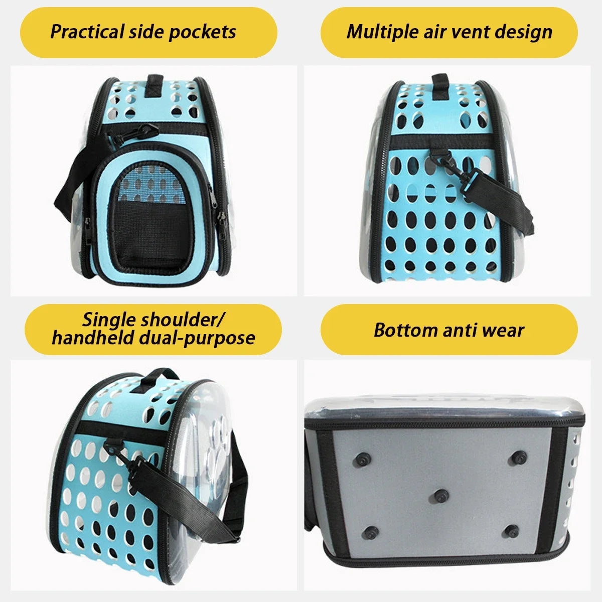 ClearPaws Carrier: Foldable Transparent Pet Shoulder Bag for Travel